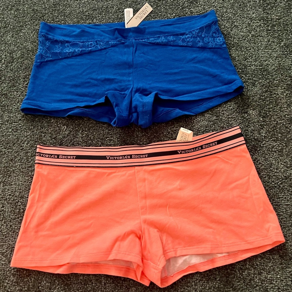NWT Set of 2 Victoria’s Secret Boyshorts Royal Blue & Coral Orange S/P